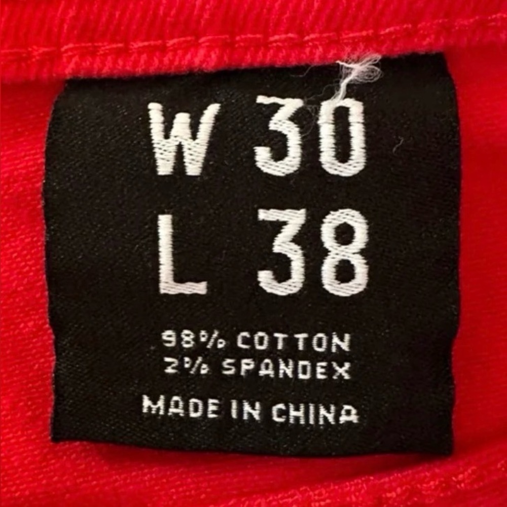 Rebel Minds Men’s Red Denim Twill Stacked Pants size W 30” L 38” - Picture 6 of 12